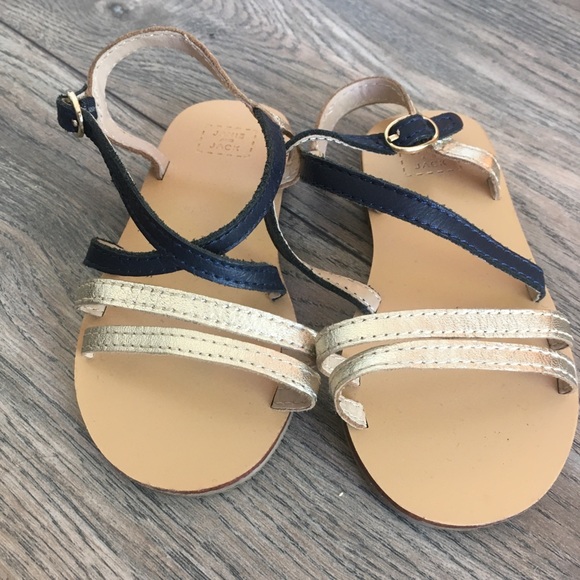 Janie and Jack leather navy gold strap sandals 6 - Picture 3 of 3